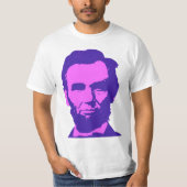 Abraham Lincoln im Pop Art Pink & Lila T-Shirt (Vorderseite)