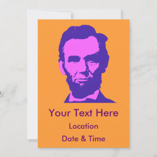 Abraham Lincoln in Pop-Art-Rosa und Lila Einladung