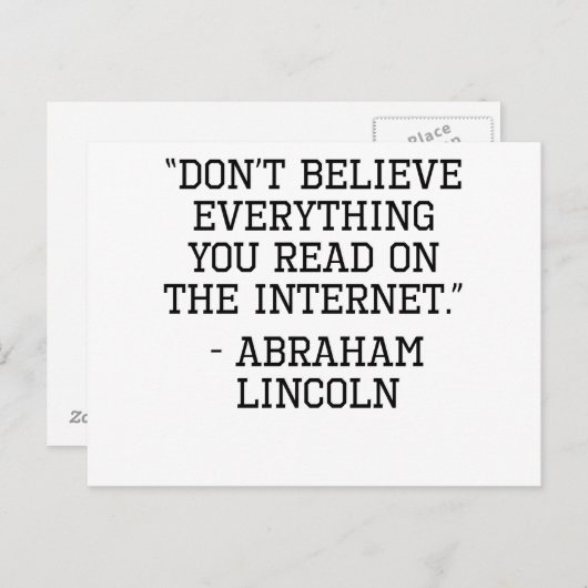 Abraham Lincoln Internet Quote Postkarte (Vorne/Hinten)