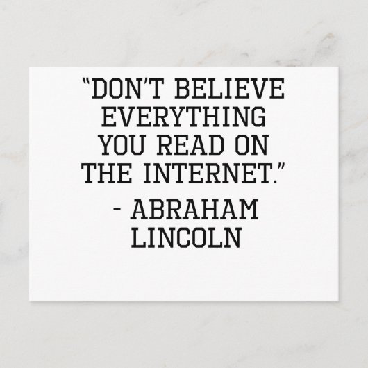 Abraham Lincoln Internet Quote Postkarte (Vorderseite)