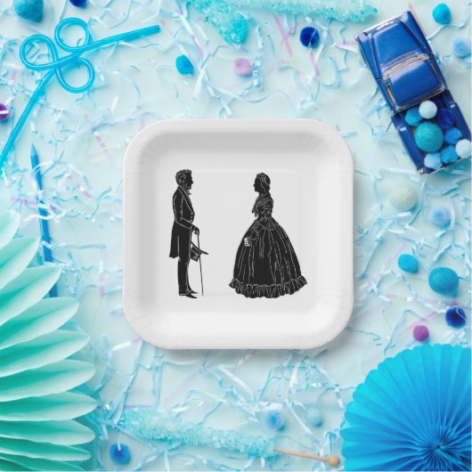 Abraham lincoln mary todd lincoln Silhouette Pappteller (Party)