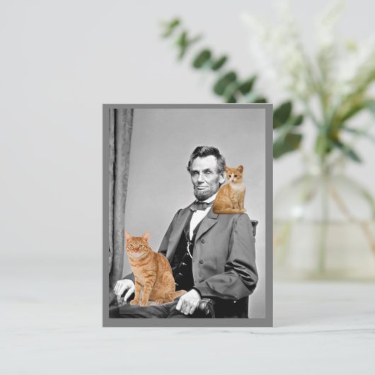 Abraham Lincoln mit Katze Katzen Postkarten (Stehend Vorderseite)