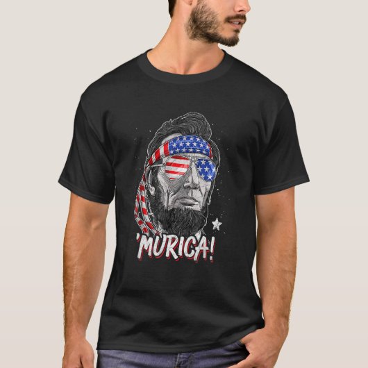 Abraham Lincoln Murica American Flag 4. Juli T-Shirt (Vorderseite)