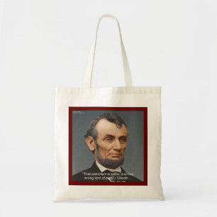 Abraham Lincoln & Patriotic Quote Tragetasche