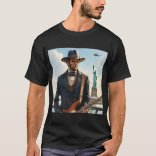 Abraham Lincoln Playing Electric Bass Stat Liberty T-Shirt