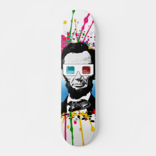 Abraham Lincoln Pop Art Multicolor-Spritztechnik-S Skateboard
