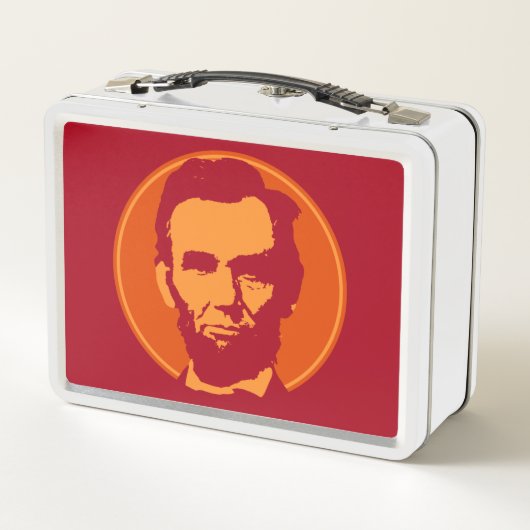Abraham Lincoln - Pop Art Orange & Red Metall Brotdose (Rückseite)