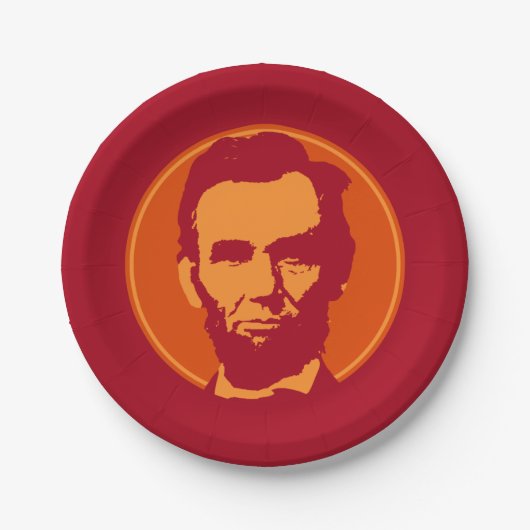 Abraham Lincoln - Pop Art Orange & Red Pappteller (Vorderseite)