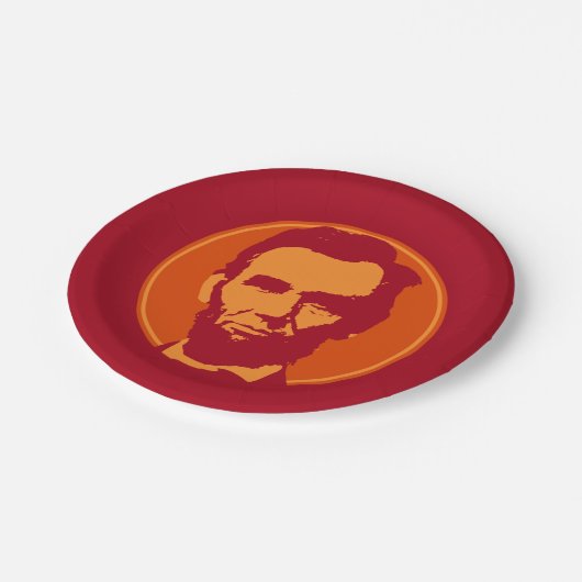 Abraham Lincoln - Pop Art Orange & Red Pappteller (Schrägansicht)