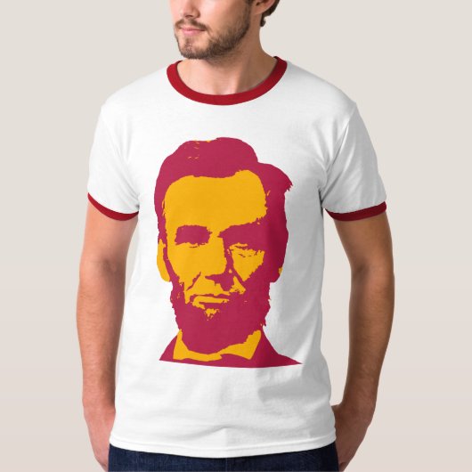 Abraham Lincoln - Pop Art Orange & Red T-Shirt (Vorderseite)