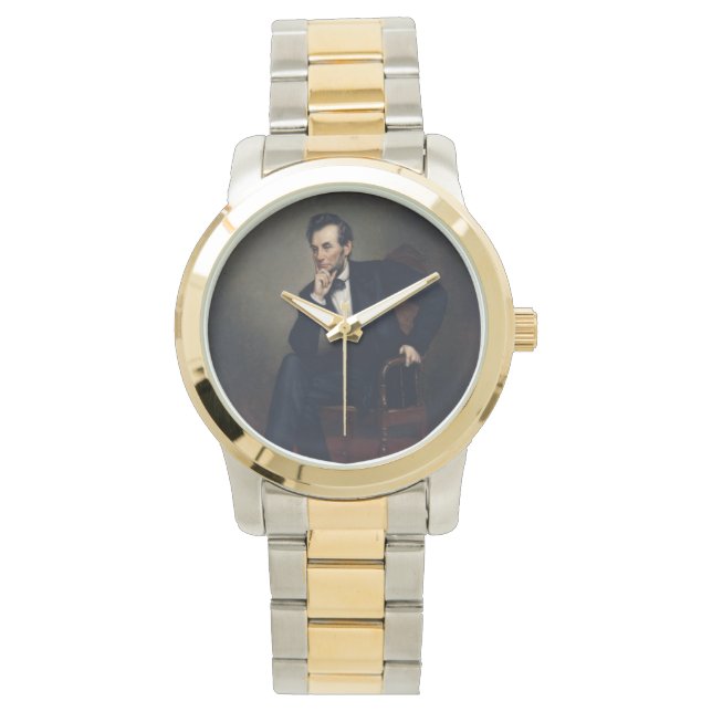 Abraham Lincoln Portrait von George Healy Armbanduhr (Vorderseite)