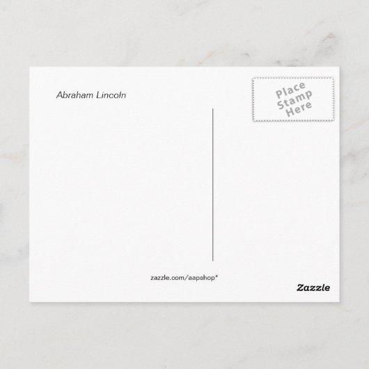 Abraham Lincoln Postkarte (Rückseite)