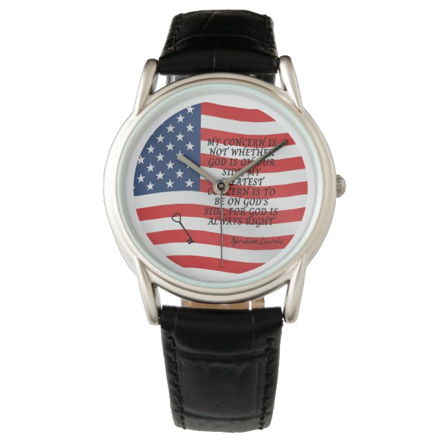 Abraham Lincoln Quote Flag Armbanduhr (Vorderseite)