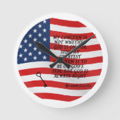 Abraham Lincoln Quote Flag Runde Wanduhr (Vorderseite)