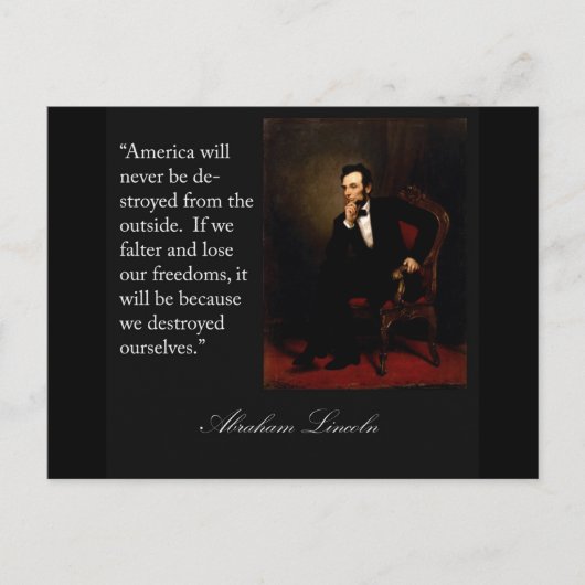 Abraham Lincoln Quote & Portrait Postkarte (Vorderseite)