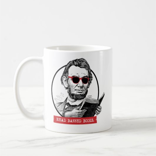 Abraham Lincoln Reads Banned Books Kaffeetasse (Links)