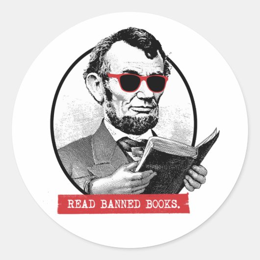 Abraham Lincoln Reads Banned Books Runder Aufkleber (Vorderseite)