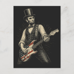Abraham Lincoln Rock Gitarre Amerikanische Flagge Feiertagspostkarte