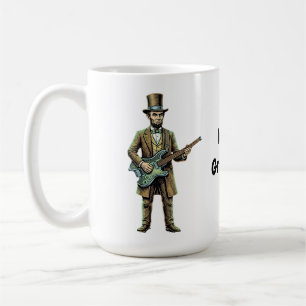 Abraham Lincoln Rockende Kopfloze Gitarre Holzbloc Kaffeetasse