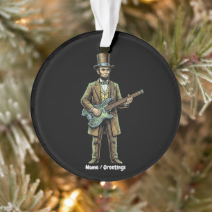 Abraham Lincoln Rockende Kopfloze Gitarre Holzbloc Ornament
