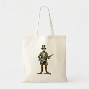 Abraham Lincoln Rockende Kopfloze Gitarre Holzbloc Tragetasche