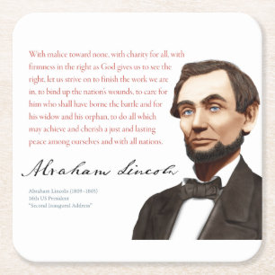 Abraham Lincoln Shirt #32 mit Malice in Richtung K Rechteckiger Pappuntersetzer