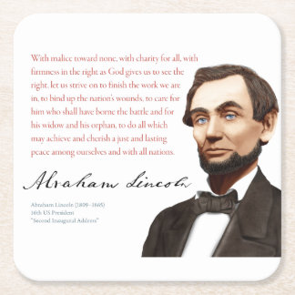 Abraham Lincoln Shirt #32 mit Malice in Richtung K Rechteckiger Pappuntersetzer