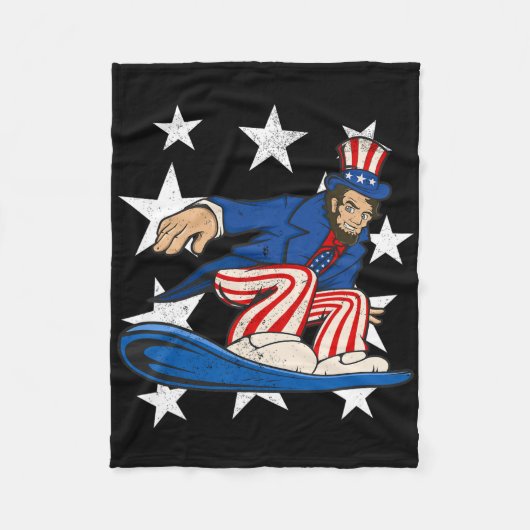 Abraham Lincoln Snowboarding Funny 4. Juli Sno Fleecedecke (Vorderseite)