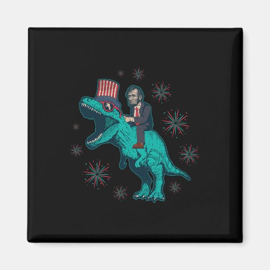 Abraham Lincoln T Rex Dinosaur 4. Juli Amerika Magnet (Vorne)
