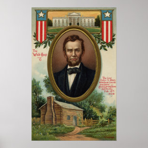 Abraham Lincoln u. Blockhaus in Kentucky Poster
