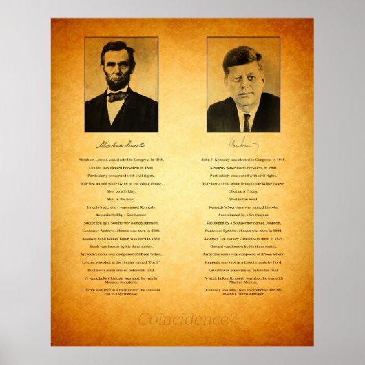 Abraham Lincoln und John F Kennedy Conspiracy Poster (Vorne)