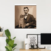 Abraham Lincoln und seine Katze "Dixie" Poster (Heimbüro)