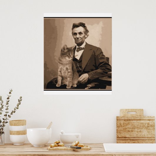 Abraham Lincoln und seine Katze "Dixie" Poster (Küche)
