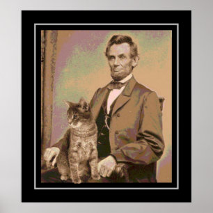 Abraham Lincoln und seine Katze "Dixie" Poster