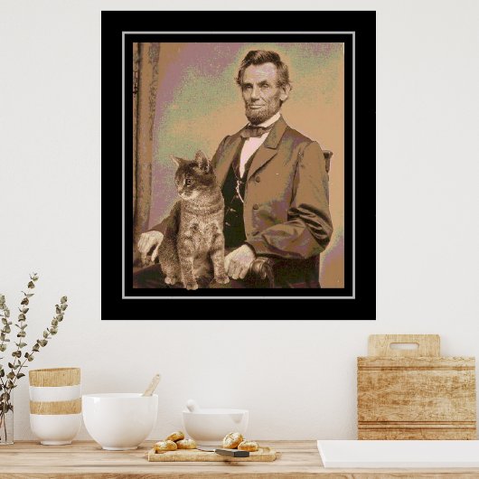 Abraham Lincoln und seine Katze "Dixie" Poster (Küche)