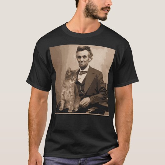 Abraham Lincoln und seine Katze "Dixie". T-Shirt (Vorderseite)