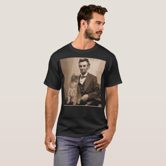 Abraham Lincoln und seine Katze "Dixie". T-Shirt (Vorne ganz)