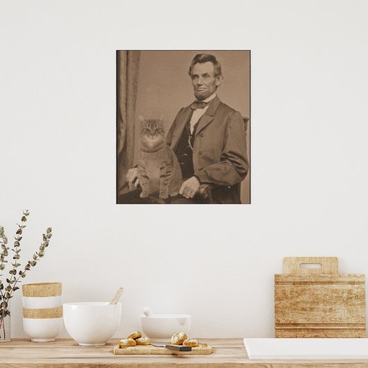 Abraham Lincoln und seine Katze "Gloria" Poster (Küche)