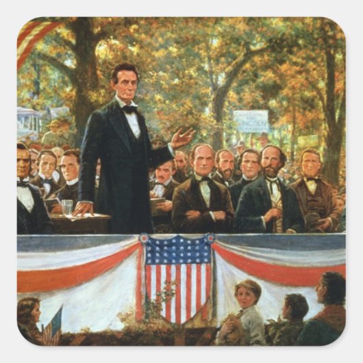 Abraham Lincoln und Stephen A. Douglas Quadratischer Aufkleber (Vorderseite)