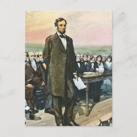 Abraham Lincoln verweist auf die Gettysburger Adre Postkarte (Vorderseite)