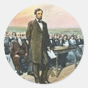 Abraham Lincoln vorträgt die Gettysburg-Adresse Runder Aufkleber