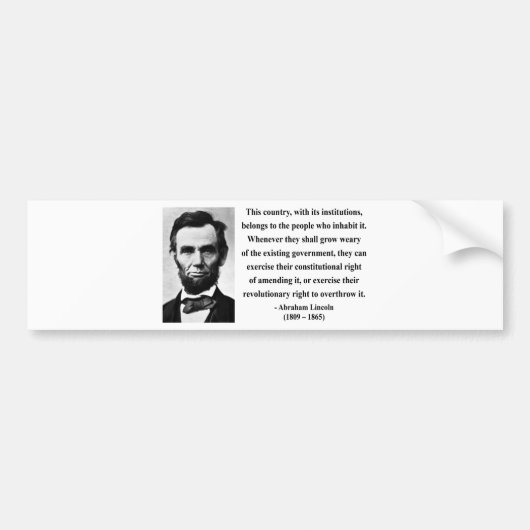 Abraham Lincoln-Zitat 9b Autoaufkleber (Vorne)