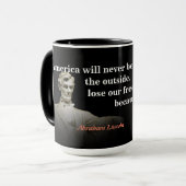 Abraham Lincoln-Zitat auf Amerikas Zerstörung Tasse (Vorderseite Links)