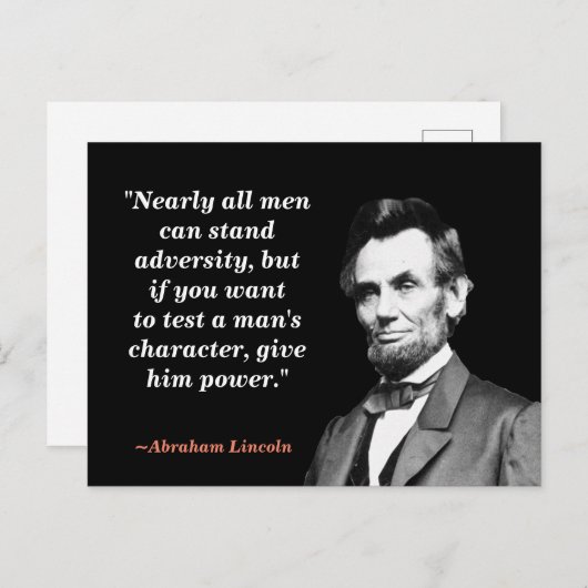 Abraham Lincoln Zitat über Charaktere Postkarte (Vorne/Hinten)