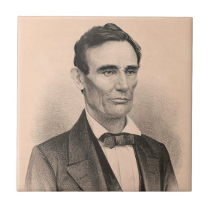 Abraham Lincoln zum Präsidenten gewählt 1860 Litho Fliese