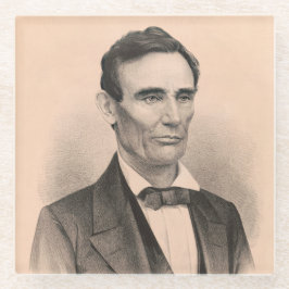 Abraham Lincoln zum Präsidenten gewählt 1860 Litho Glasuntersetzer