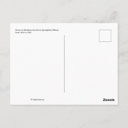 Abraham Lincolns Zuhause Postkarte (Rückseite)