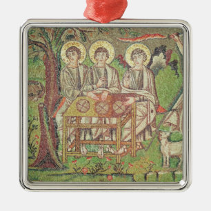 Abraham mit den Engeln (Mosaik) Silbernes Ornament