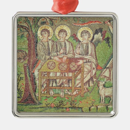 Abraham mit den Engeln (Mosaik) Silbernes Ornament (Vorne)