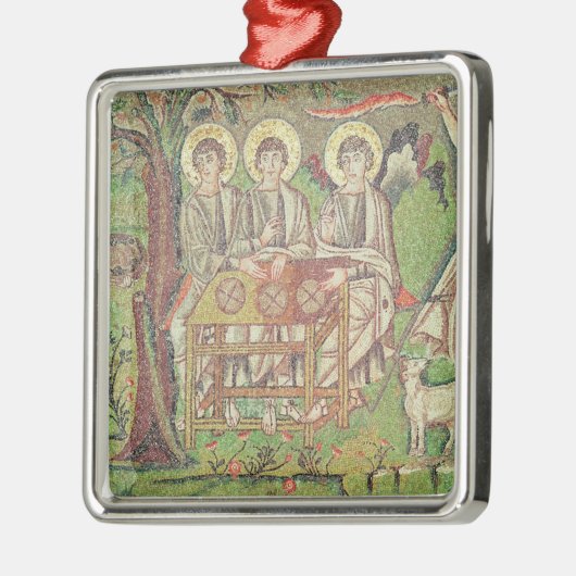 Abraham mit den Engeln (Mosaik) Silbernes Ornament (Links)